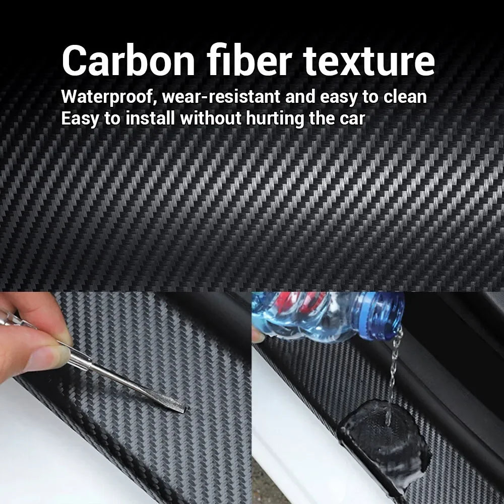 Anti Scratch Car Door Sill Protector Sticker Nano Carbon Fiber DIY Paste Protector Strip Auto Side Mirror Protection Tape Film - Leroyaumeauto.com